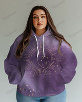 Women's Big Fashion Daily Gradient Tie Dye Sun & Moon Print Long Sleeve Hoodie